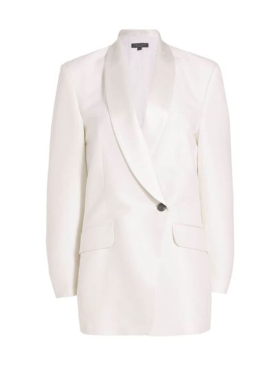 Shop Rag & Bone Women's Femi Wool-blend Double-breasted Blazer Dress In White