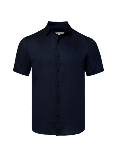 Shop Onia Men's Jack Air Linen Short-sleeve Shirt In Deep Navy