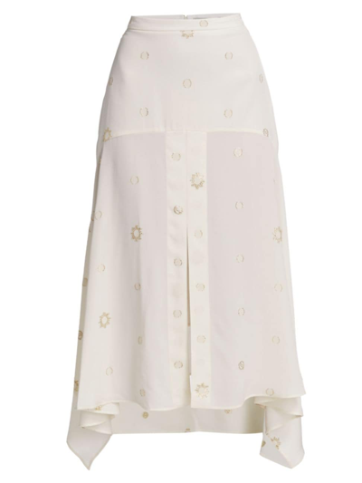 Shop Stella Mccartney Women's Metallic Handkerchief Midi-skirt In Natural