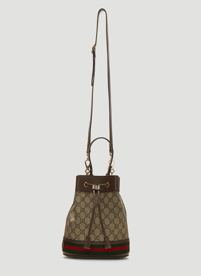 Shop Gucci Ophidia Gg Bucket Shoulder Bag In Brown
