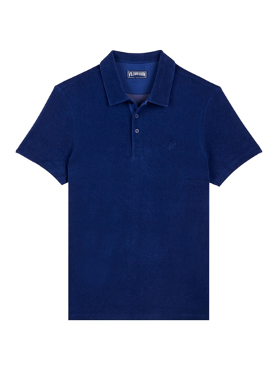 Shop Vilebrequin Men's Organic Cotton Terry Polo Shirt In Encre