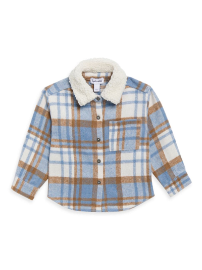 Shop Splendid Baby Boy's & Little Boy's Sherpa-trim Plaid Flannel Shirt Jacket In Blue Plaid