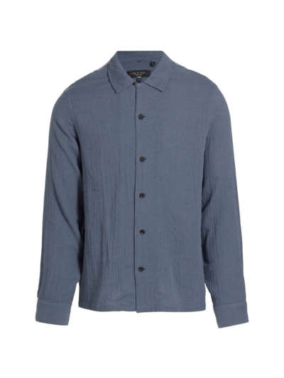 Shop Rag & Bone Men's Avery Cotton Relaxed-fit Shirt In Worn Indigo