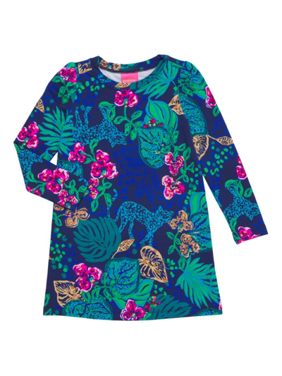 Shop Lilly Pulitzer Little Girl's & Girl's Mini Jansen Dress In Low Tide Navy Life Of The Party