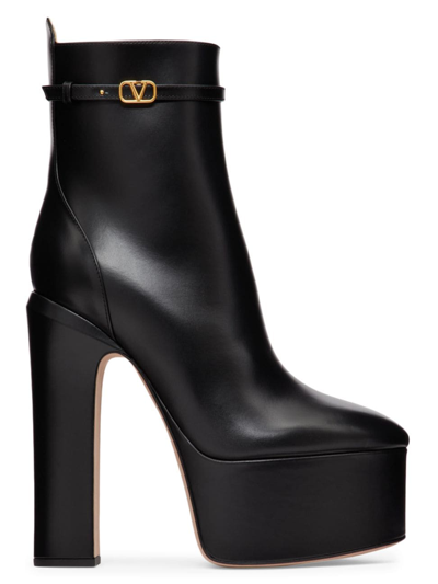 Shop Valentino Women's  Garavani Tan-go Platform Ankle Boots In Calfskin 155 Mm In Black