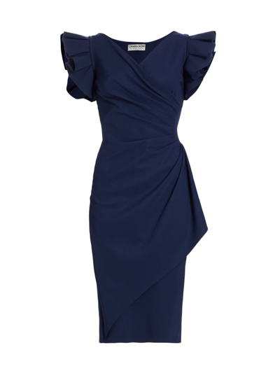 Shop Chiara Boni La Petite Robe Women's Beaurisse Ruffled Sheath Dress In Blue Notte