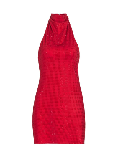 Shop Amanda Uprichard Women's Duffy Rhinestone Halter Minidress In Red