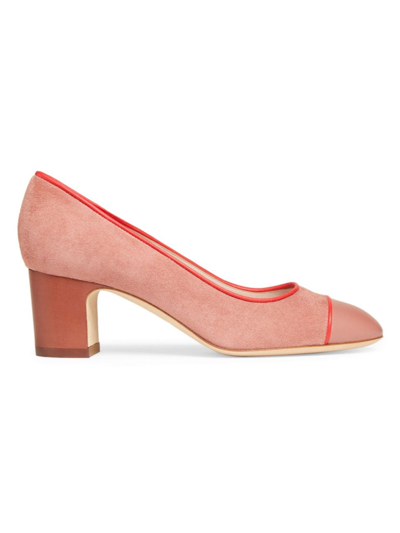 Shop Pollini Women's 55mm Suede-leather Ballet Pumps In Rose