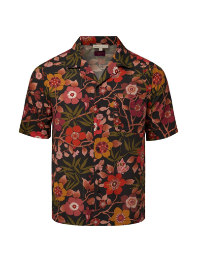 Shop Onia Men's Floral Camp Shirt In Black Multi