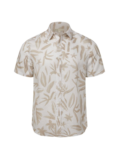 Shop Onia Men's Jack Linen Button-front Shirt In White Khaki