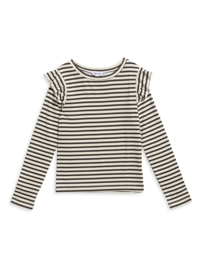 Shop Splendid Little Girl's & Girl's Paris Striped Long-sleeve T-shirt In Black White