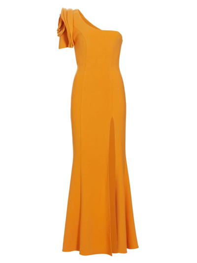 Shop Elliatt Women's Electronica One-shoulder Slit Gown In Mango