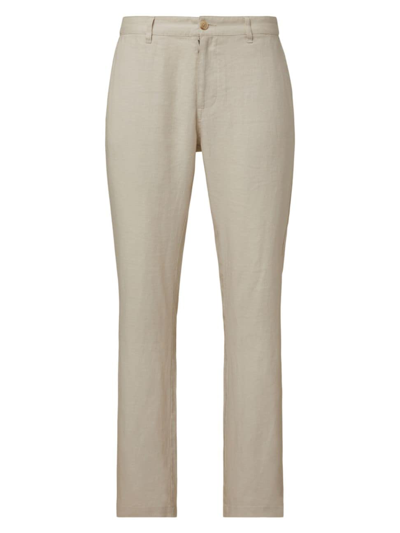 Shop Onia Men's Linen Flat-front Trousers In Stone