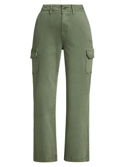 Shop Paige Women's Carly Wide-leg Ankle Cargo Pants In Vintage Ivy Green