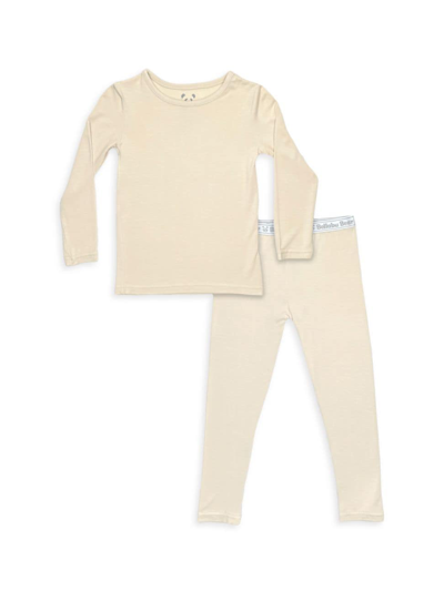 Shop Bellabu Bear Little Kid's & Kid's Oat Long-sleeve Shirt & Pants Pajama Set In Open Beige