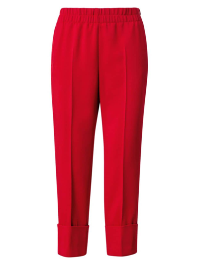 Shop Akris Punto Women's Virgin Wool Cropped Trousers In Red