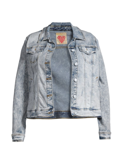 Shop Slink Jeans, Plus Size Women's Acid-wash Denim Trucker Jacket In Delilah