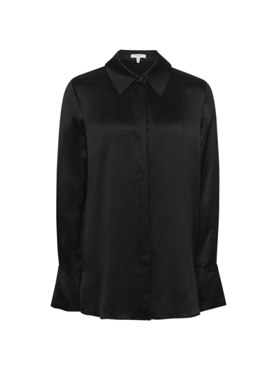 Shop Reiss Women's Haley Silk Button-front Shirt In Black