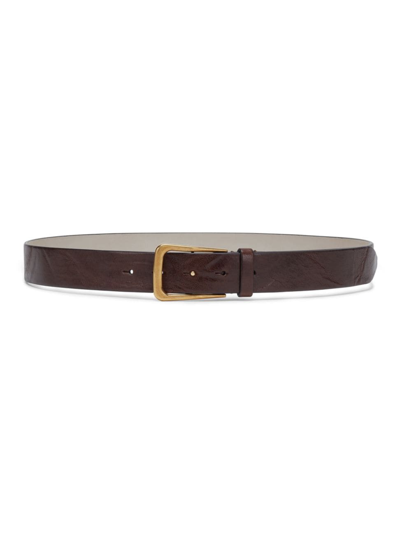 Shop Brunello Cucinelli Women's Aged Leather Belt In Brown