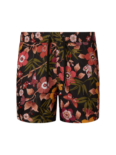 Shop Onia Men's Charles Floral Shorts In Black Multi