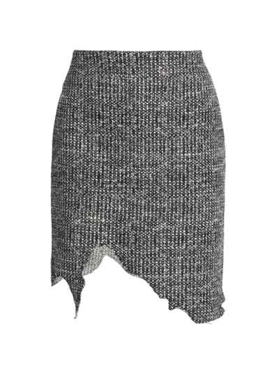 Shop Coperni Women's Uneven Tweed Miniskirt In Black