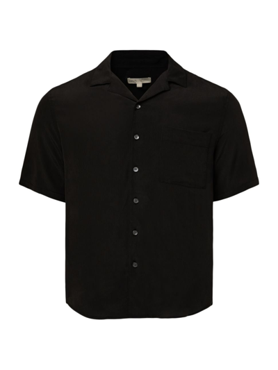 Shop Onia Men's Silk Camp Shirt In Black