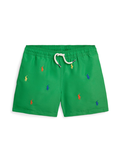 Shop Polo Ralph Lauren Little Boy's & Boy's Embroidered Pony Swim Shorts In Preppy Green