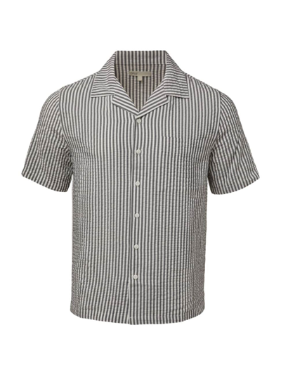 Shop Onia Men's Novelty Striped Camp Shirt In Black White