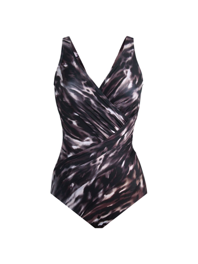 Shop Miraclesuit Swim, Plus Size Women's Tempest Oceanus Ddd-cup One-piece Swimsuit In Black Brown