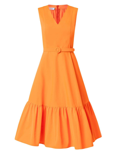 Shop Akris Punto Women's Cotton-blend V-neck Midi-dress In Neon Orange
