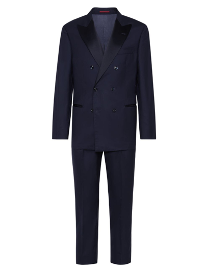 Shop Brunello Cucinelli Men's Lightweight Virgin Wool And Silk Twill Tuxedo In Navy Blue