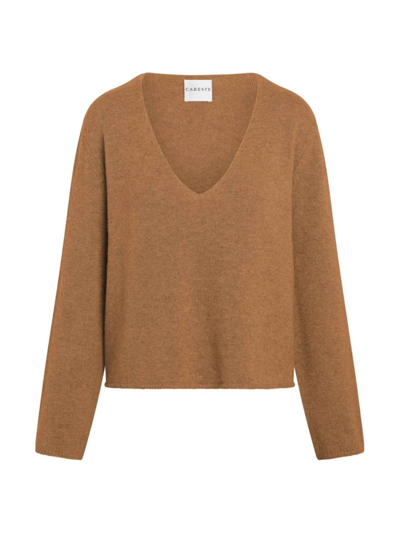 Shop Careste Women's Samantha Cashmere V-neck Sweater In Brown Sugar