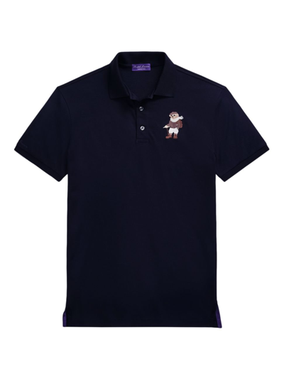 Shop Ralph Lauren Purple Label Men's Bear Cotton Piqué Short-sleeve Polo In Navy