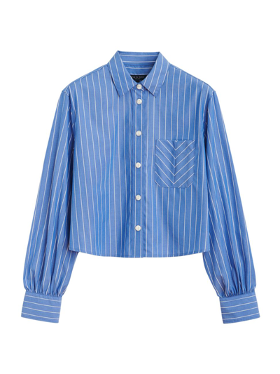 Shop Rag & Bone Women's Striped Cropped Shirt In Blue Stripe