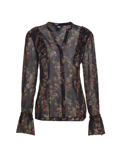 Shop Paige Women's Tuscany Silk Floral Blouse In Black Multi