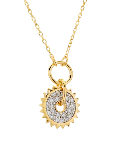 Shop Foundrae Women's 18k Yellow Gold & 0.12 Tcw Diamond Pavé Disc Drop Necklace