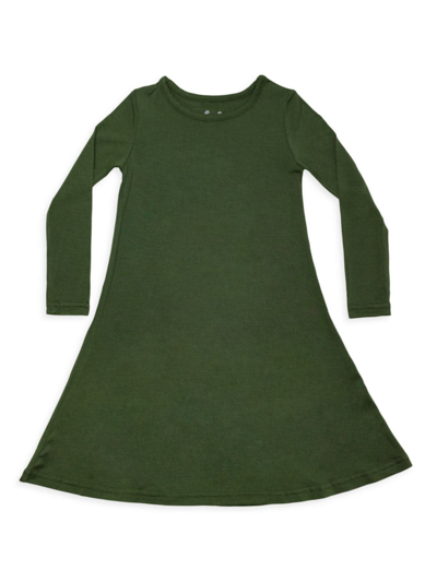 Shop Bellabu Bear Little Girl's & Girl's Evergreen Long-sleeve Dress In Dark Green