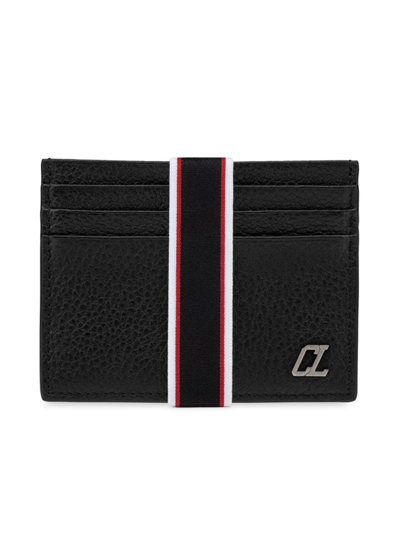 Shop Christian Louboutin Men's Kios Leather Card Holder In Black Multi Gunmetal