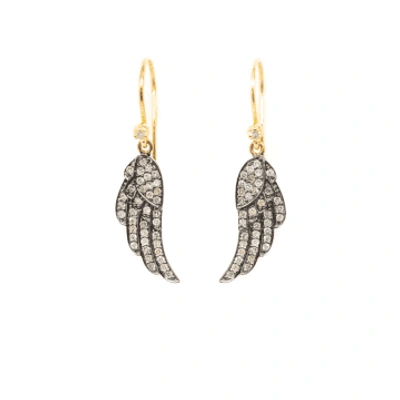 Shop Kirstie Le Marque Diamond Angel Wing Earrings In Gold