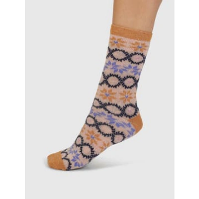 Shop Thought Eleni Fairisle Wool Socks In Blue