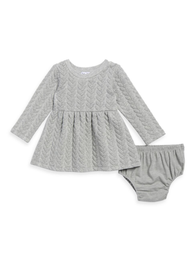 Shop Splendid Baby Girl's Embossed Heart Dress & Bloomers In Heather Grey