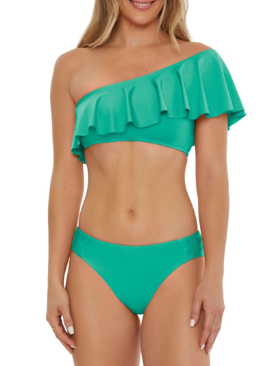 Shop Trina Turk Women's Monaco Ruffled Bandeau Bikini Top In Guitar Green