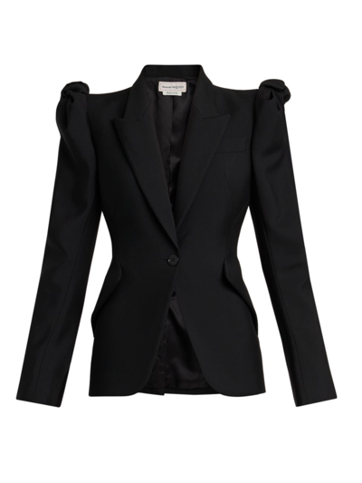 Shop Alexander Mcqueen Women's Sartorial Wool Blazer In Black
