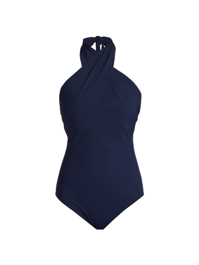 Shop Chiara Boni La Petite Robe Women's Casiana Twist Turtleneck Bodysuit In Navy