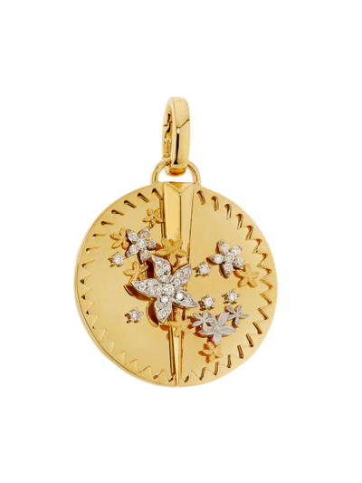 Shop Foundrae Women's Resilience Blossoms 18k Yellow Gold & 0.13 Tcw Diamond Large Medallion