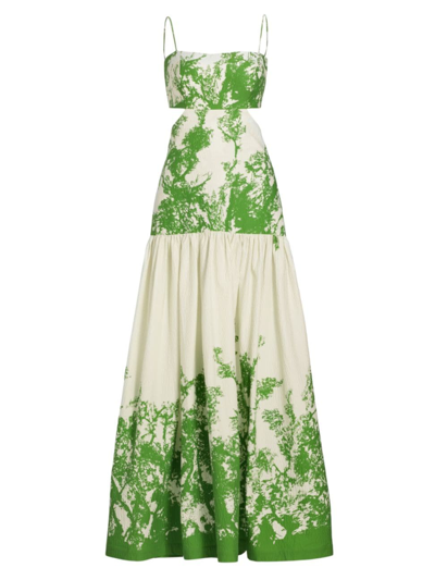 Shop Silvia Tcherassi Women's Shannon Floral Cotton Maxi Dress In Green Cyprus