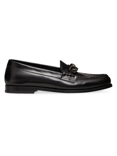Shop Valentino Men's Vlogo Chain Calfskin Loafers In Black