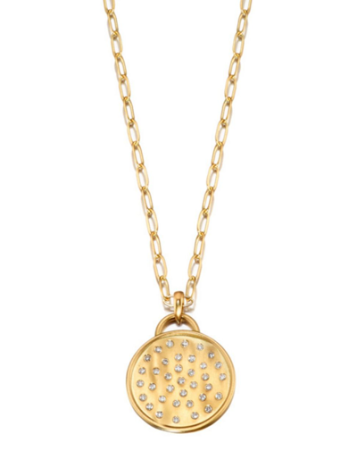 Shop Elizabeth Moore Women's Fairy Dust 18k Yellow Gold & 0.35 Tcw Diamond Disc Pendant Necklace