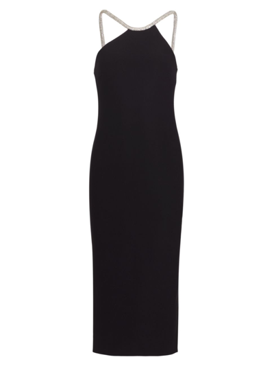 Shop Amanda Uprichard Women's Laren Crystal-embellished Sleeveless Midi-dress In Black