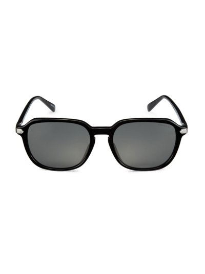 Shop Coach Men's Hc8383u 55mm Semi-metal Sunglasses In Black